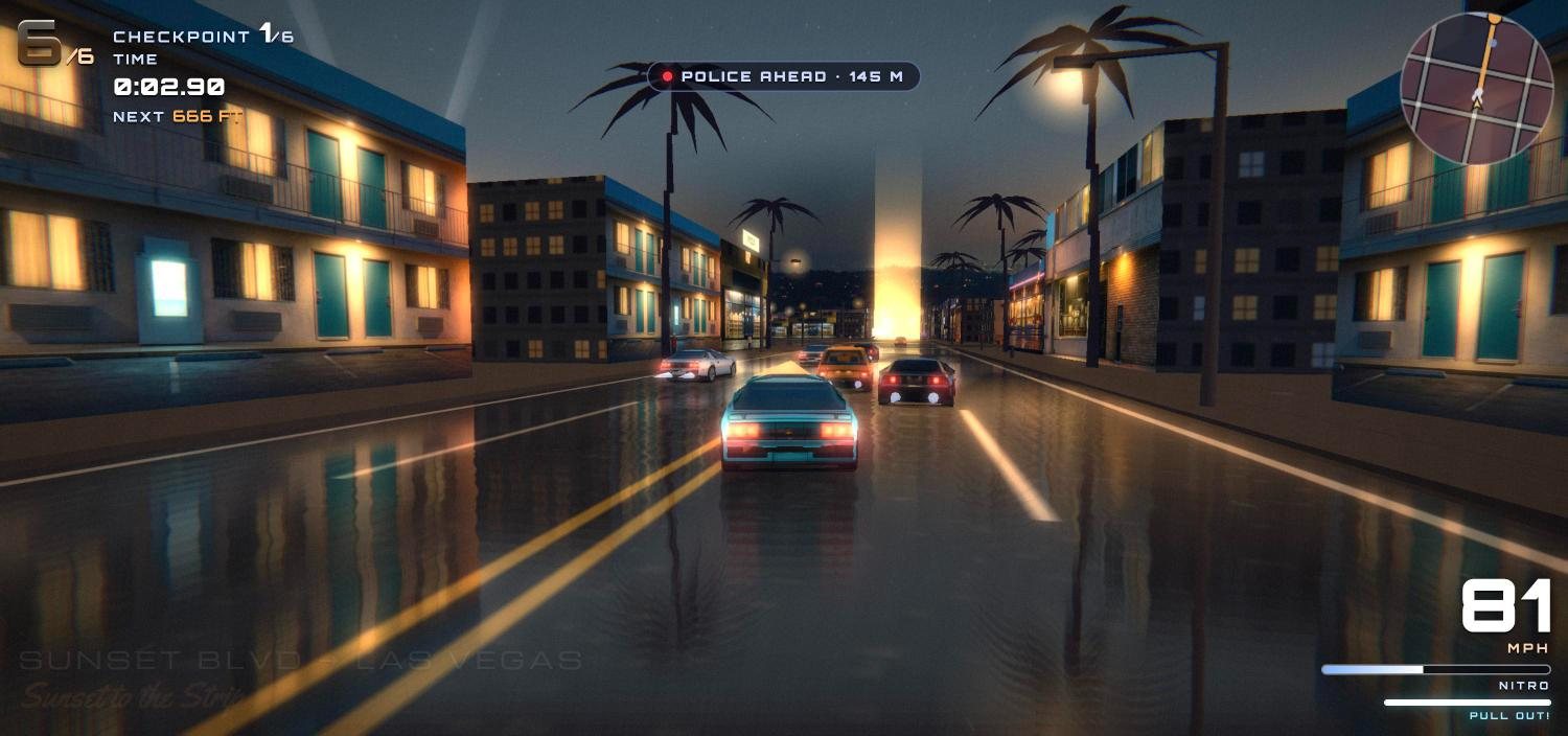 Sunset to the Strip: the pack of rivals on Sunset Boulevard with the slipstream meter full